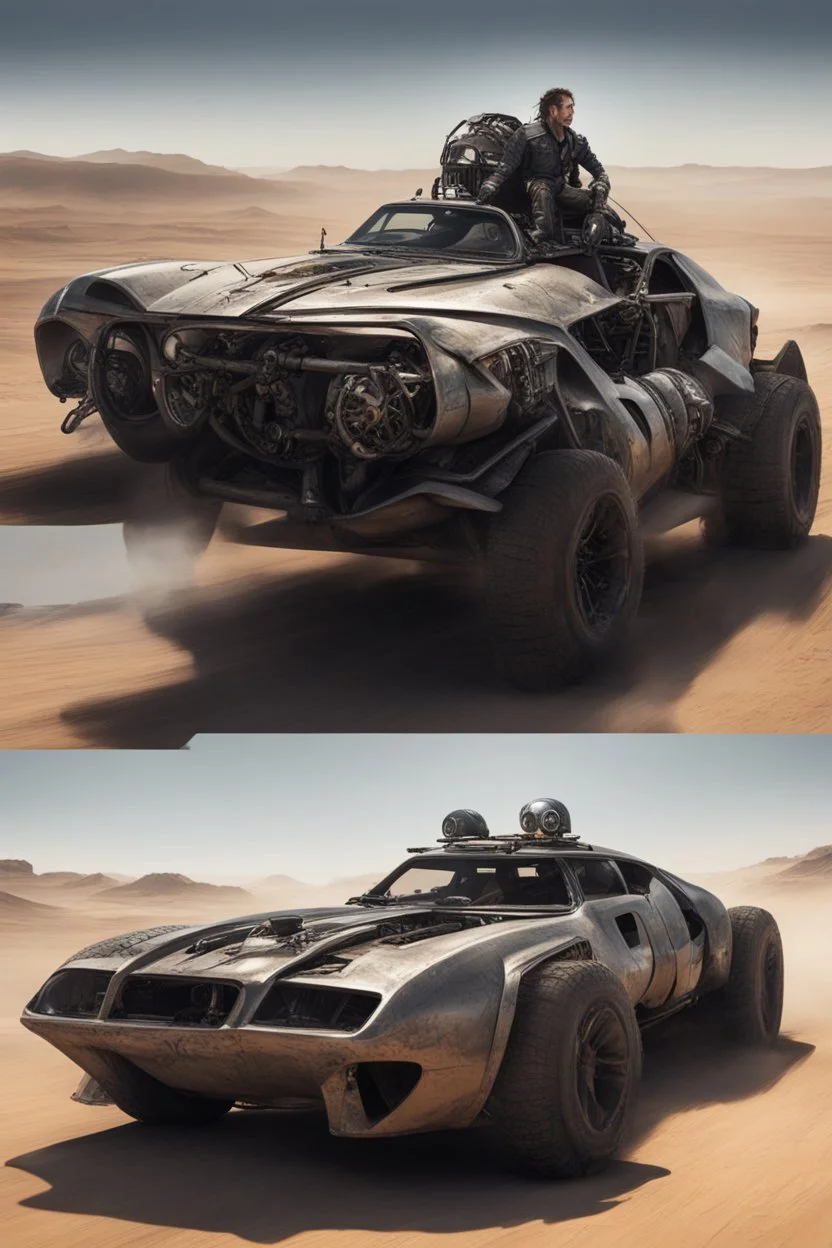 The combination of a super-advanced car and fighter mad max