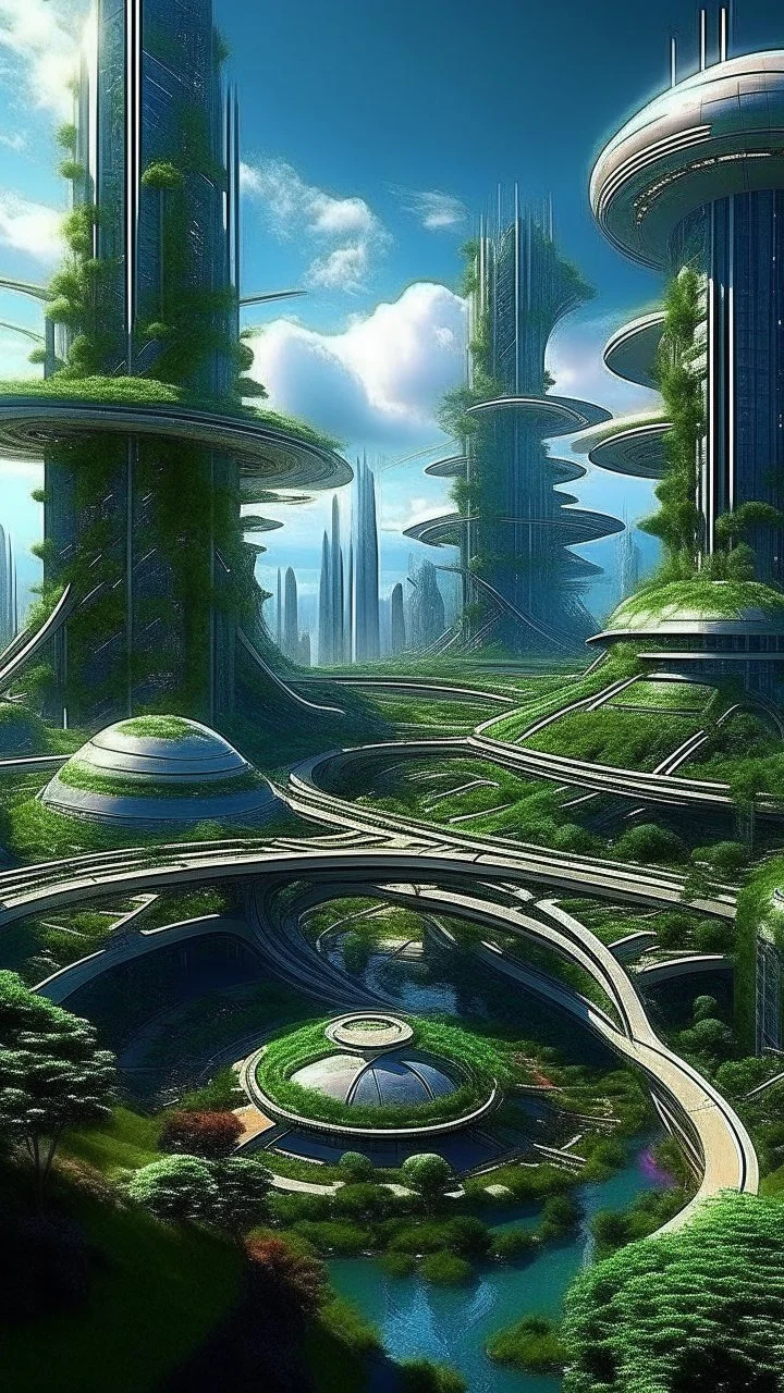futuristic megapolis nature