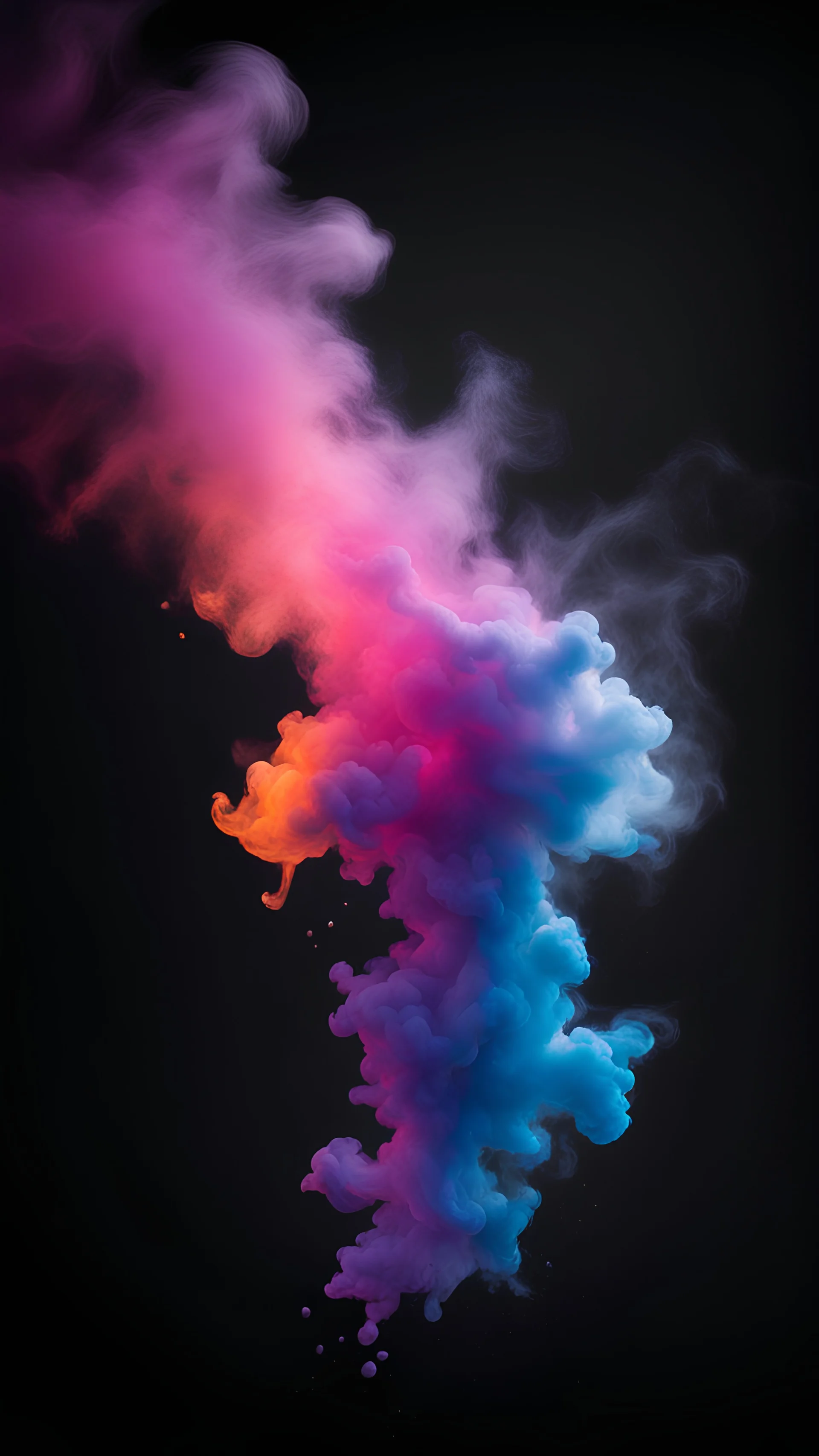 Black background with smoke in spotlight, vibrant, Colorful gradient splash, hd, 4k, high-quality, highly detailed, photorealistic, RAW, high quality, dynamic lighting, sharp focus, ultra realistic, masterpiece