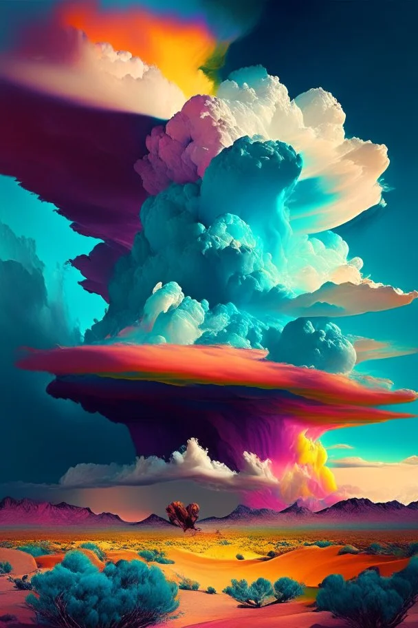 Phantasy landscape with dramatic cloud in fiesta color