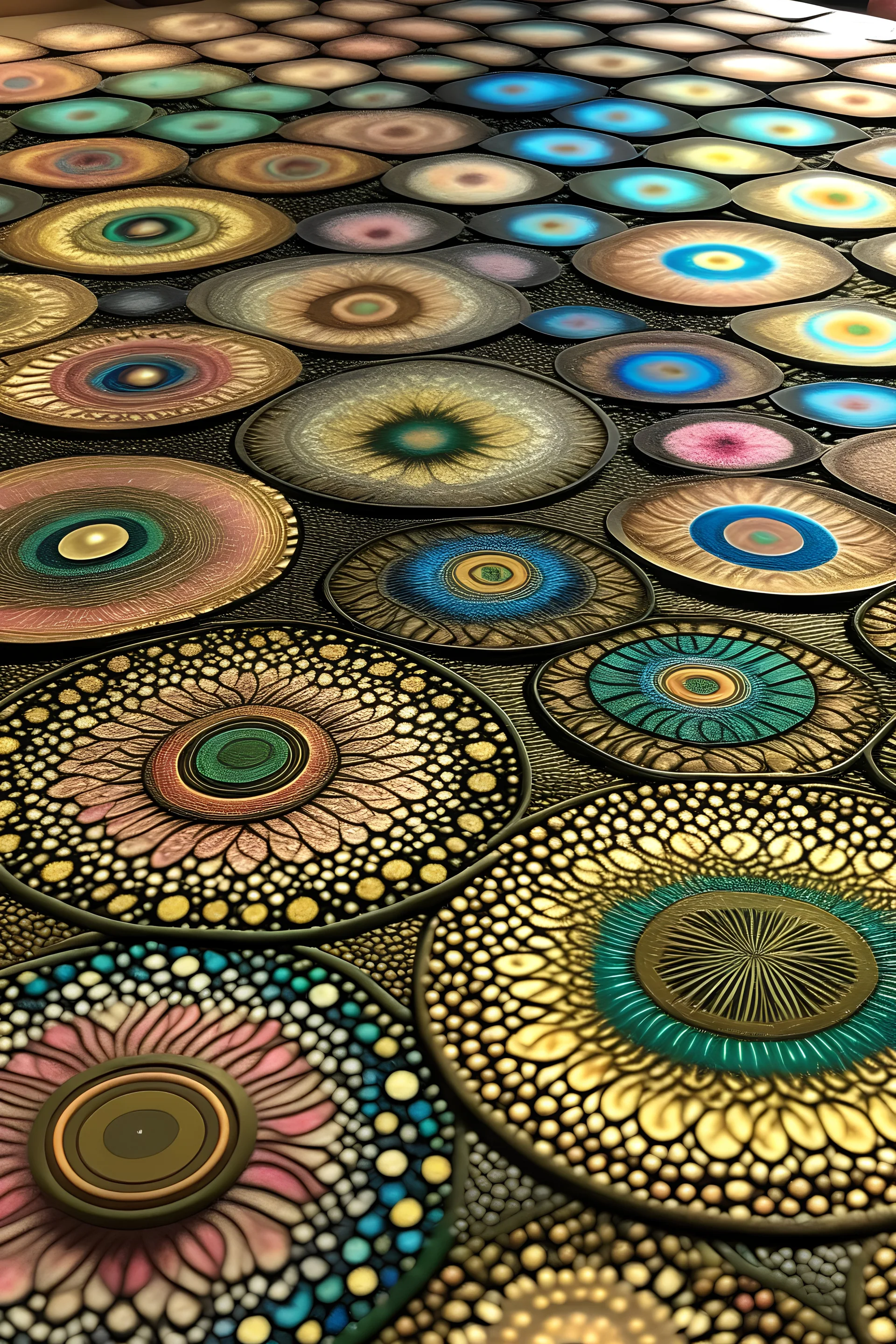 glittering sand mandalas as many small circles as sticker