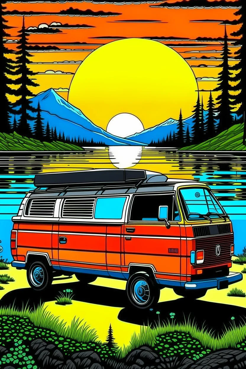 van life in the style of Hiroshi Nagai