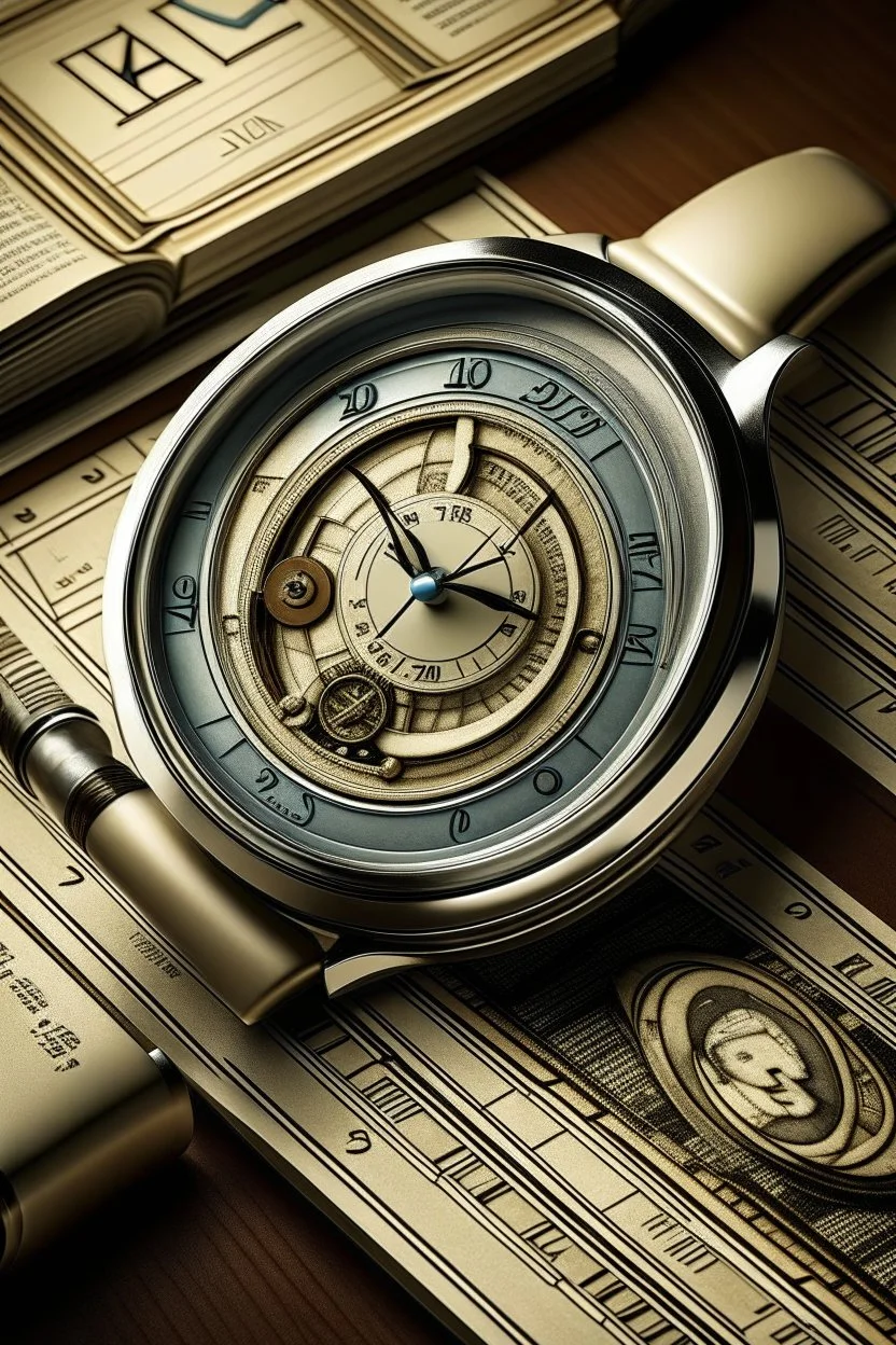 Generate an image that tells a story about the history of jump hour watches. Include vintage advertisements, watchmaking tools, and iconic timepieces to convey the evolution of this unique watch style."