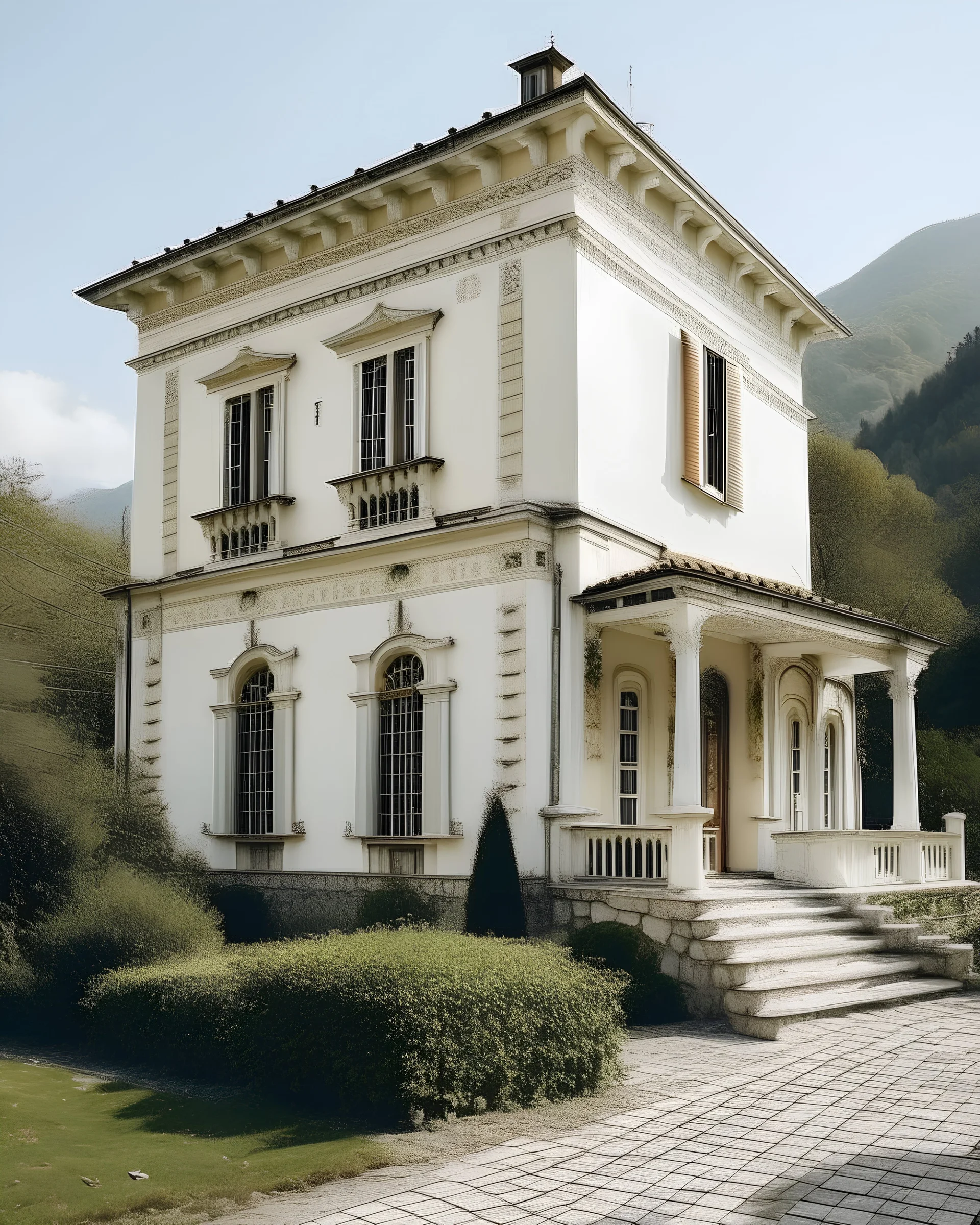 Old fashioned white big house in italy