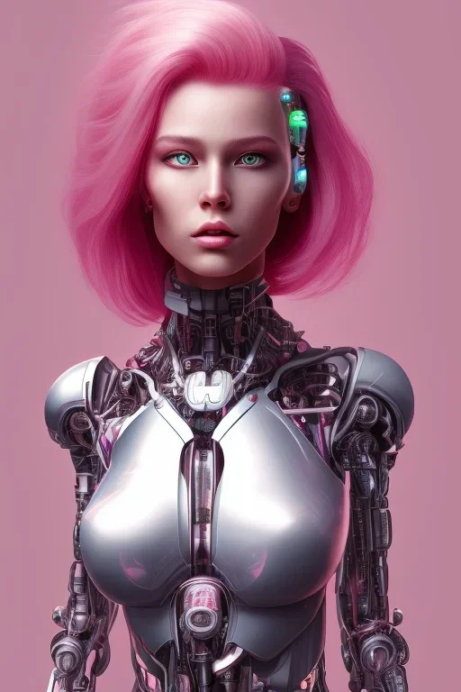 cyborg, pink hair,seven