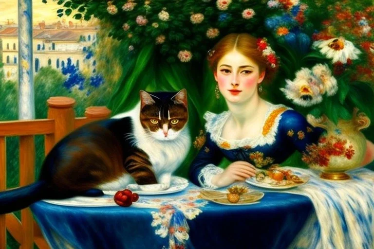 Two cats on a terrace. Auguste Renoir. Perfekt brown eyes with perfect iris.