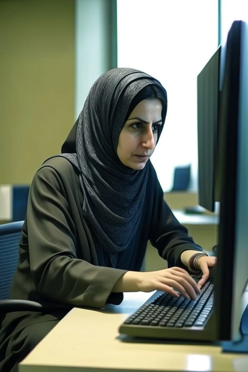 danish iran woman working with computer
