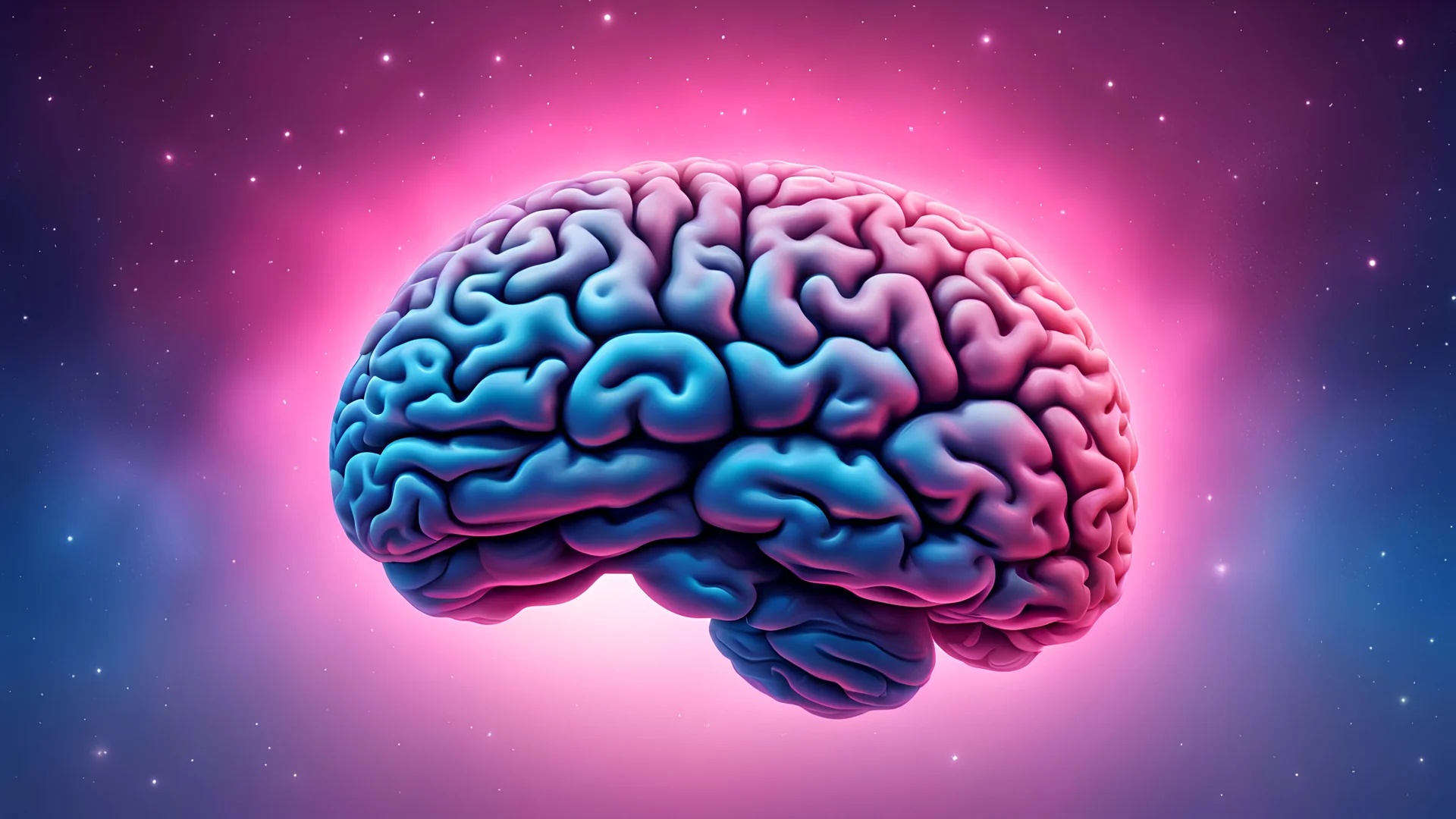 detailed picture of smooth brain, universe, pink blue gradient