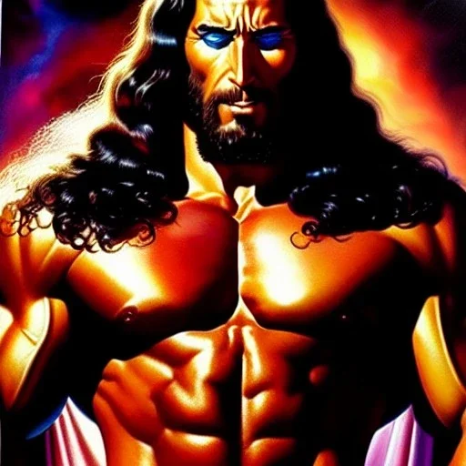 portrait oil on canvas,'Lord Jesus Christ',comic book cover, mystical colors,insanely detailed,realistic,intrincate detail, 16k resolution, masterpiece,Simon Bisley,Frank Frazetta,Alex Horley,ARTHUR ADAMS