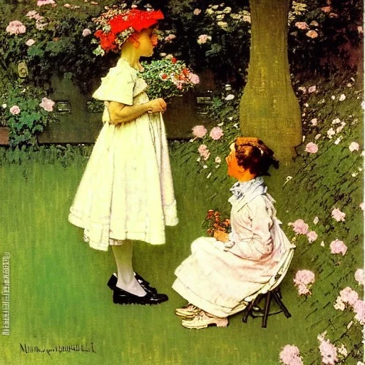 Bright Flowers in a Parisian garden Norman Rockwell