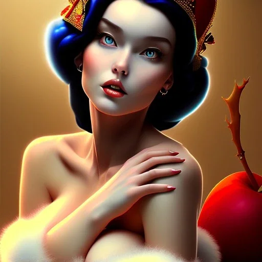 Epic fullbody Portrait of adult Snow White beatiful busty estilo Jean Auguste Dominique Ingres 4k