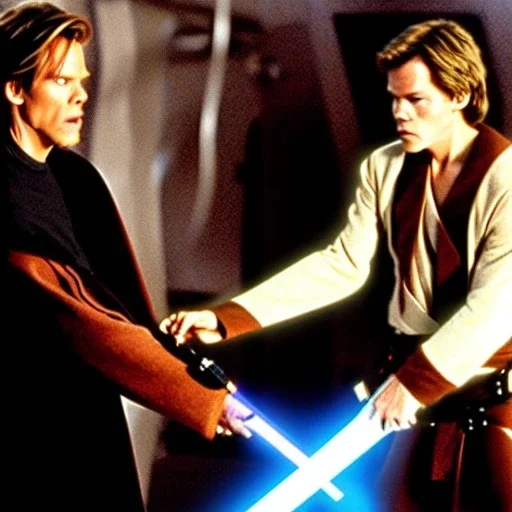 Kevin Bacon as Obi-wan Kenobi Cuts the limbs off of Bruce Cambell as Anakin Skywalker.