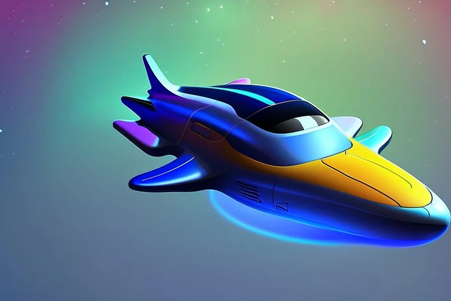 cool design of a small spaceship cruising through the gAlaxy