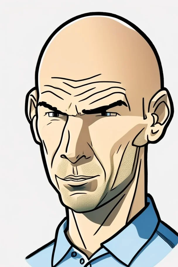 Zinedine Zidane French football player ,cartoon 2d