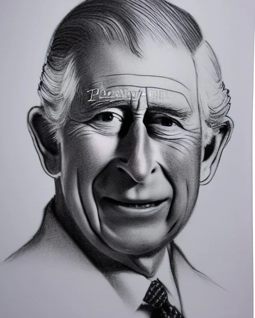 Prince Charles as Santa Claus pencil and charcoal sketch Christmas portrait lighting