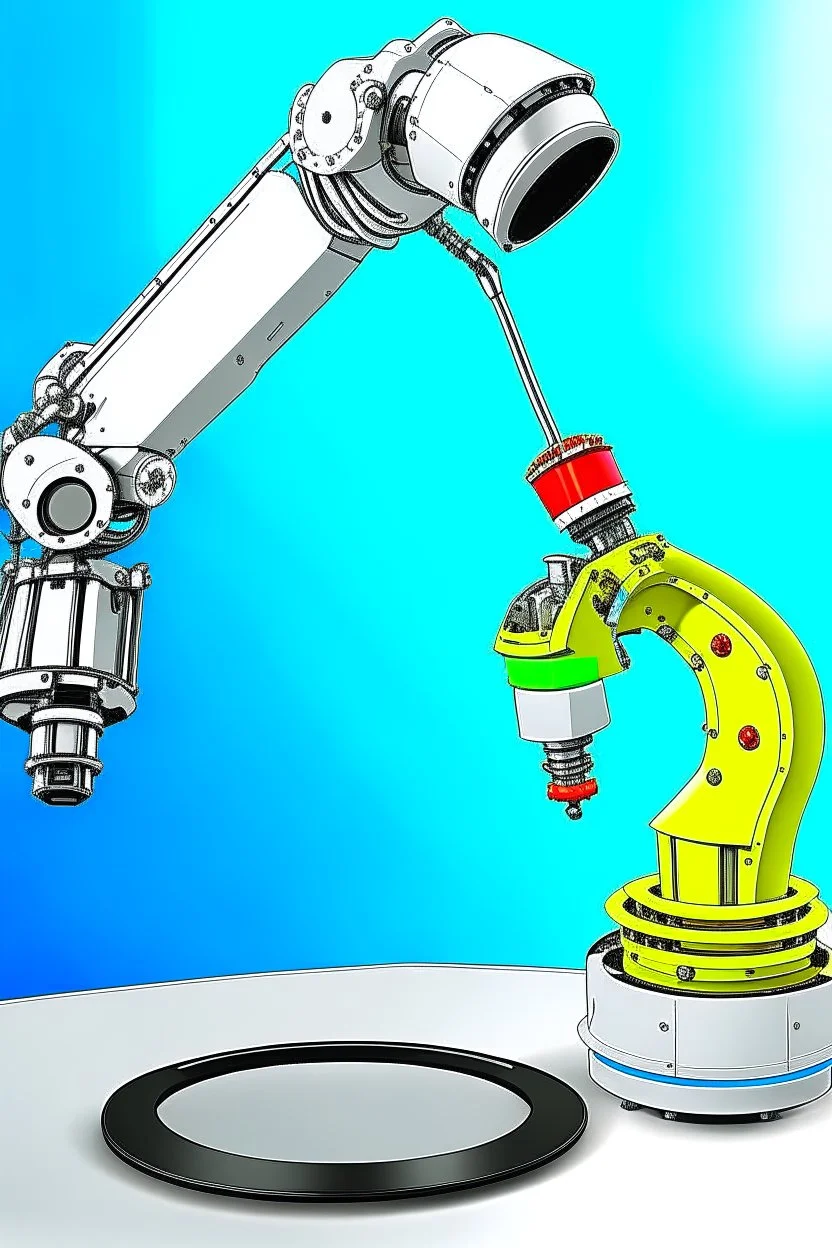 Draw a colorful cover image. What it's about is flexible link robotic arm with flexible joints that are drawing a three-dimensional model. Only display flexible robotic arms. The color of the robotic arm structure should be rich