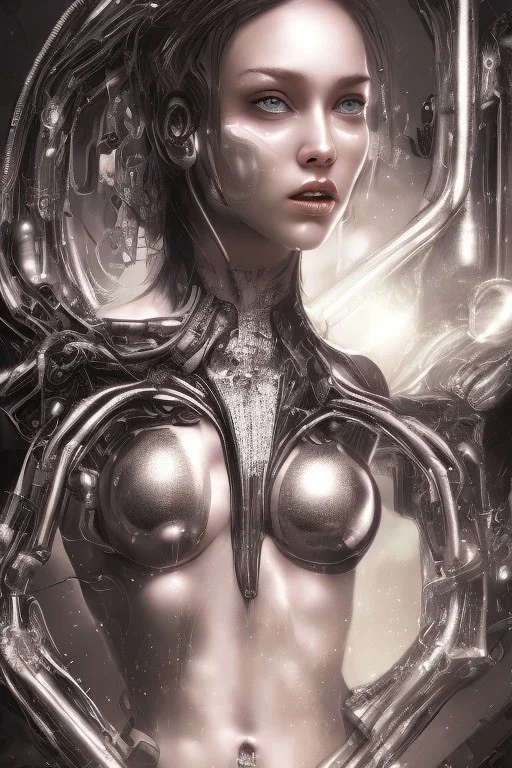 cyberpunk, black latex body, women, body portrai, highlight eyes perfect, skin, tron, cyborg, perfekt sexy, real, dream, hr giger