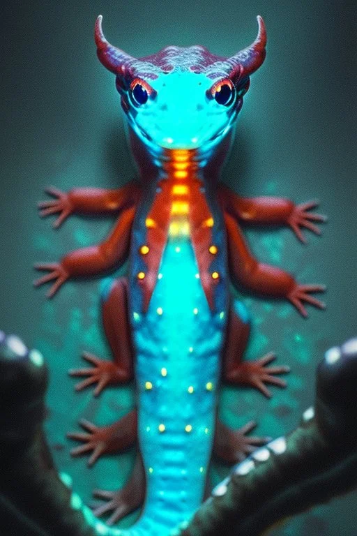 demon Salamander,8k photo, realistic,cinematic portrait, cyberpunk, glowing