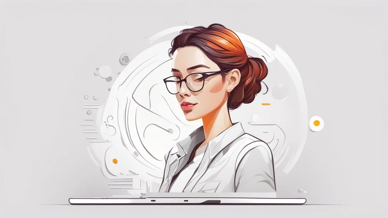 illustaration women ui ux designer with white background