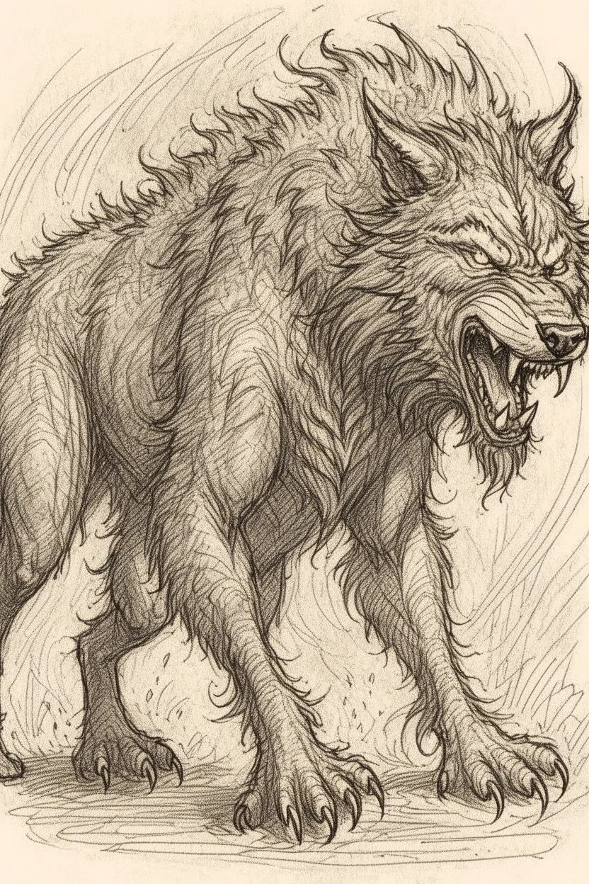 Wolf beast as drawn by HR Geiger