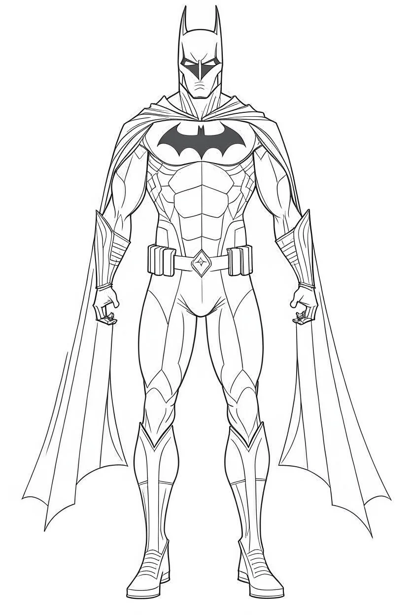 bat-man, realistic, each unique, flat vector, full view, only draw lines, clean line art, –no sketch, white background, minimalistic black lines, minimal black color, coloring page, thin black line art, perfect shape, perfect clear lines,