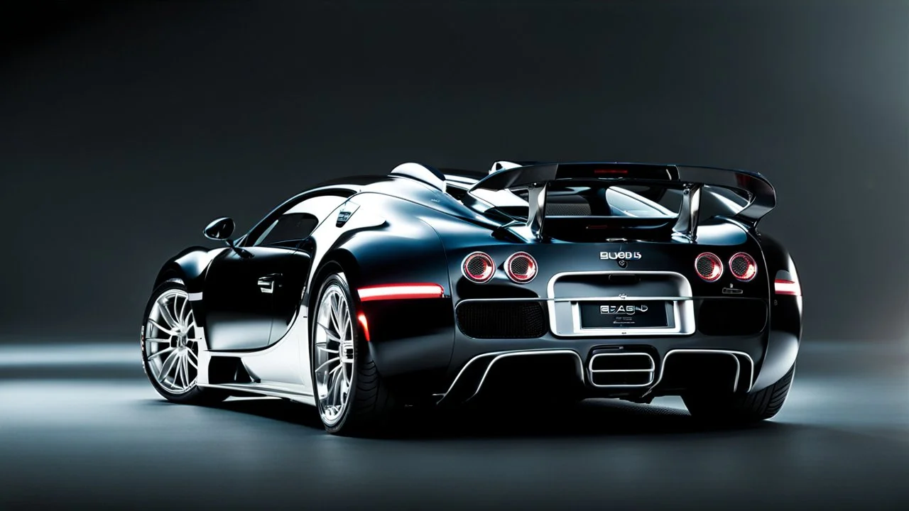 Rear View A stunningly realistic (((Bugatti Veyron x brabus))), intricate detail and perfection in every surface, glimmering metal and luxurious contours, a (perfect model) for a desktop wallpaper fit for high resolution screens, evoking a sense of futuristic elegance in a (4K cinematic atmosphere).
