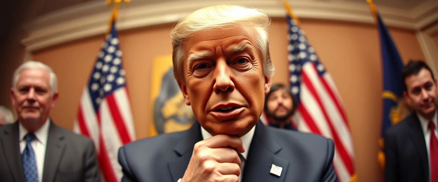 pin hole cam, trump holding an obama mask