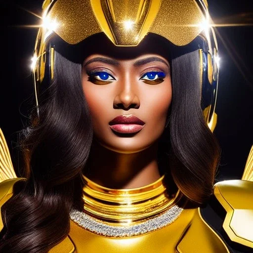 Ultra detailed fullbody Portrait in oil on canvas of busty Gemini Integra with Gold armor and helmet-Saint seya,extremely detailed digital painting,ultrarealistic skin,intense stare, extremely detailed face, crystal clear eyes, mystical colors ,perfectly centered image, perfect composition, rim light, beautiful lighting,masterpiece ,8k, stunning scene, raytracing, anatomically correct, in the style of Simon Bisley and Ohrai Noriyoshi and robert e howard and Steve Jung and Wizyakuza.