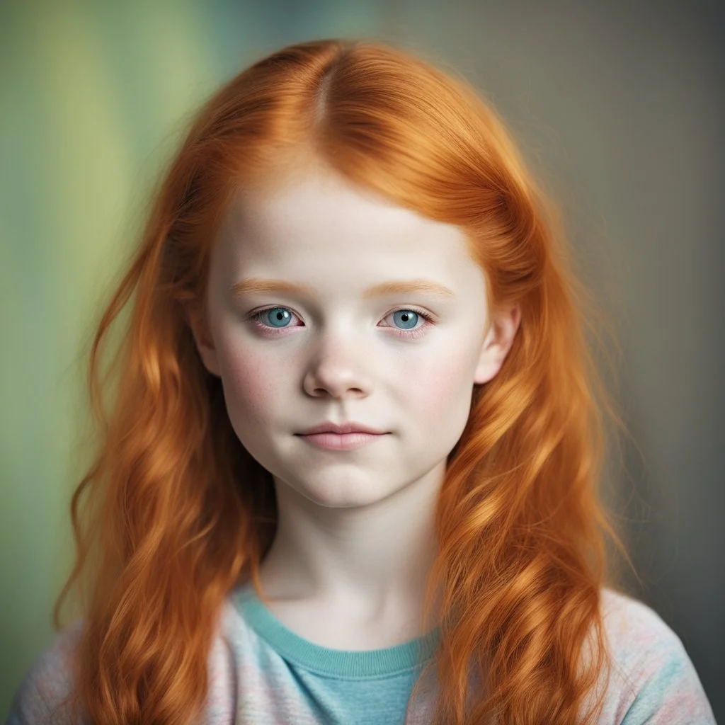 ginger girl, aged 12, rainbow, attractive