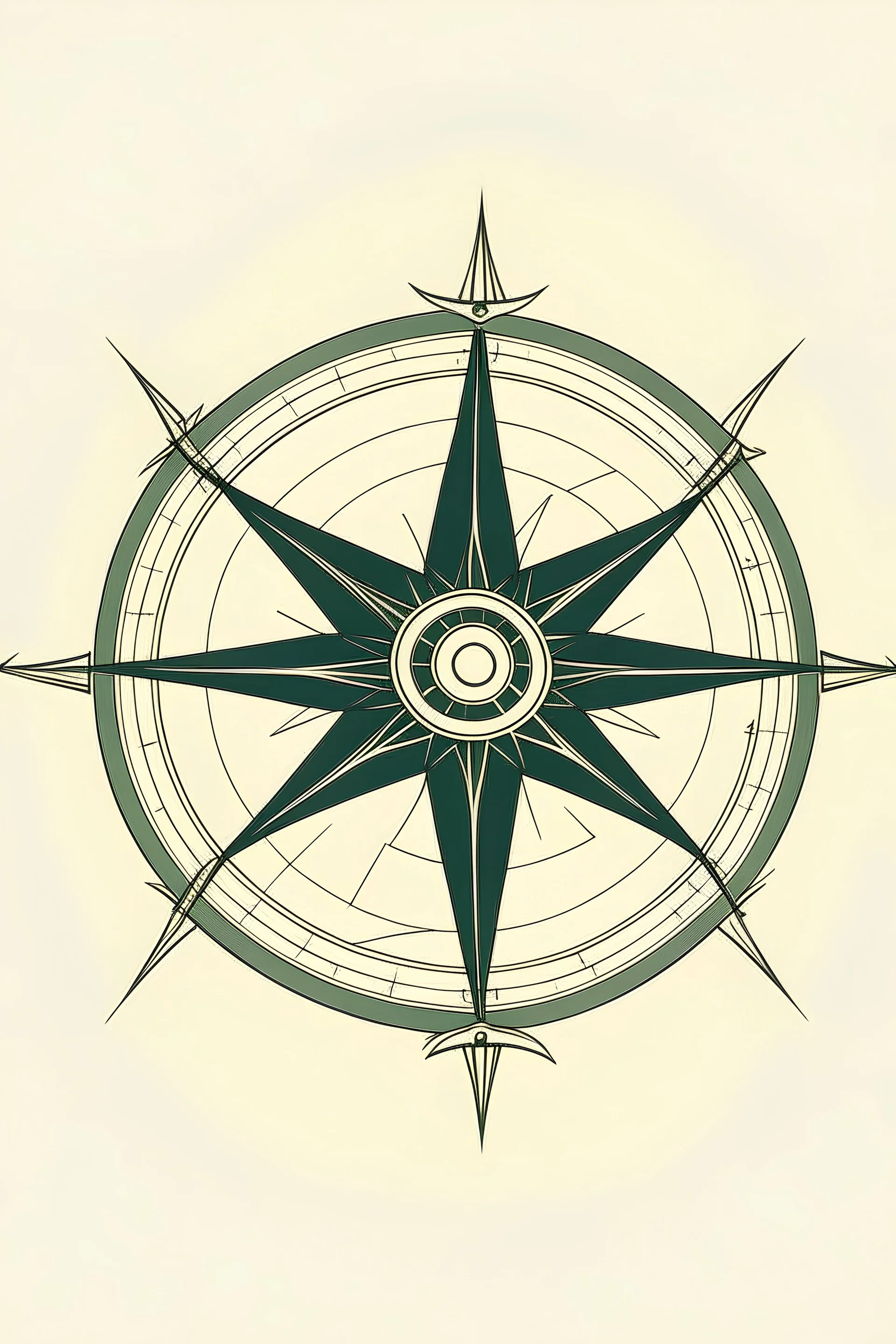 a minimalist a compass rose behind