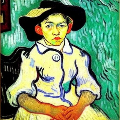 retrato de una niña llamada Eira Santiago Arnau con el estilo de Vincent van Gogh