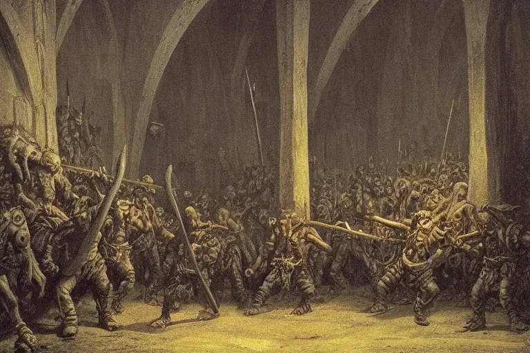 Orcs in a dungeon painted by Caspar David Friedrich