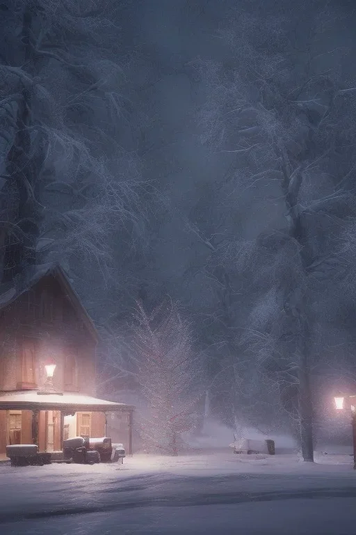 Realistic night christmas, snow, 4k