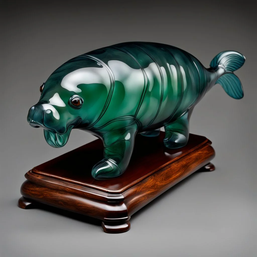 a blown glass manatee, early 20th century Art Deco. Elegant and intricate detailing super realistic