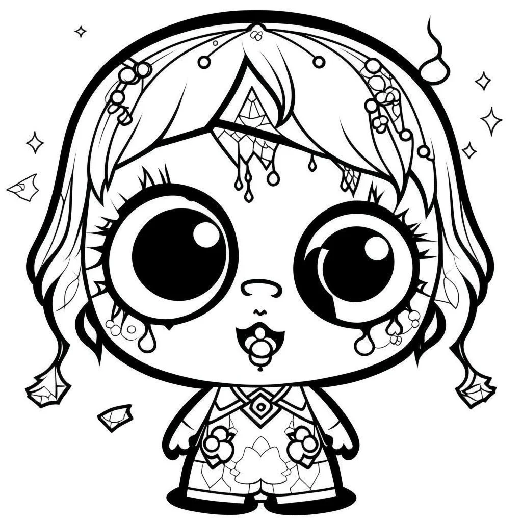 create a 2d black outline, "cute kawaii zombie coloring book for kids", coloring page, low details design, black contour, coloring page design, simple background, colorful , card style, coloring page for kids, white background, sketch style,