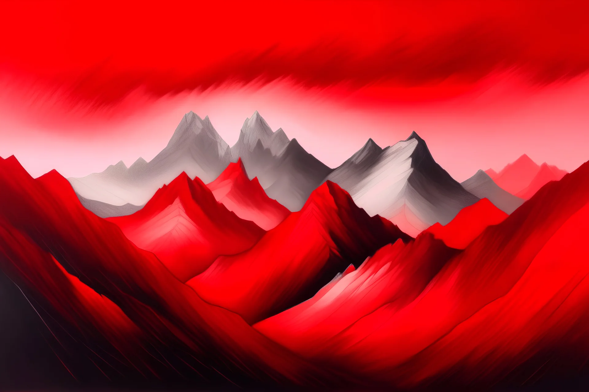 mountain range with red