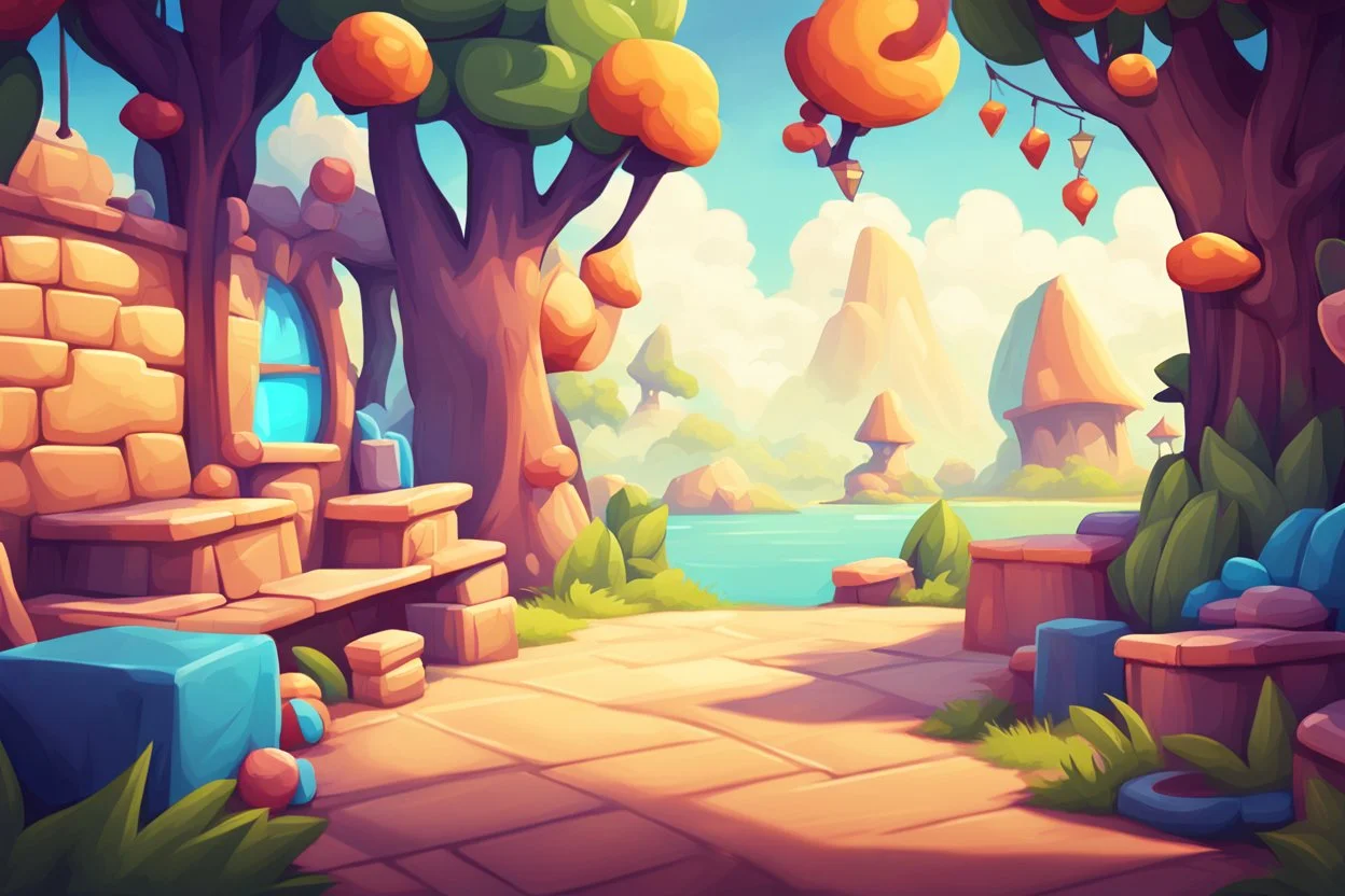 background casual game, cartoon, stylized