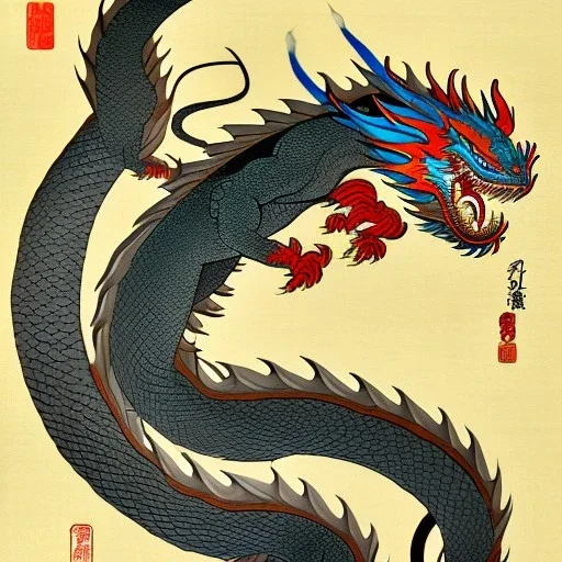 Ukiyo-e painting of a dragon
