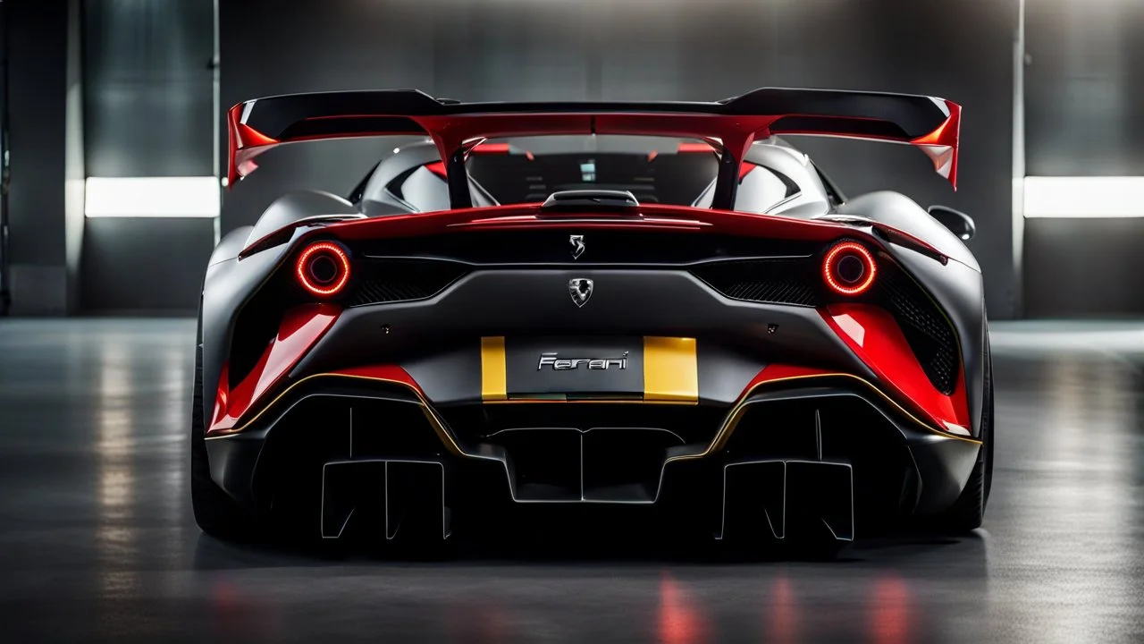 Alien looking Mansory Ferrari SF90 Hyper Sport, desktop wallpaper, 4K, Cinematic, rear view