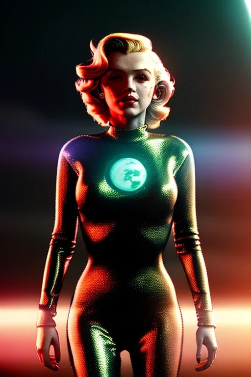 Ultra Realistic retro sci-fi scene, portrait, blonde woman, sweet young Marilyn Monroe face, perfect iris, tight latex coat, Strange planet background, Retro sci-fi style helmet, fog, rain, soft color, highly detailed, unreal engine 5, ray tracing, RTX, lumen lighting, ultra detail, volumetric lighting, 3d, finely drawn, high definition, high resolution.