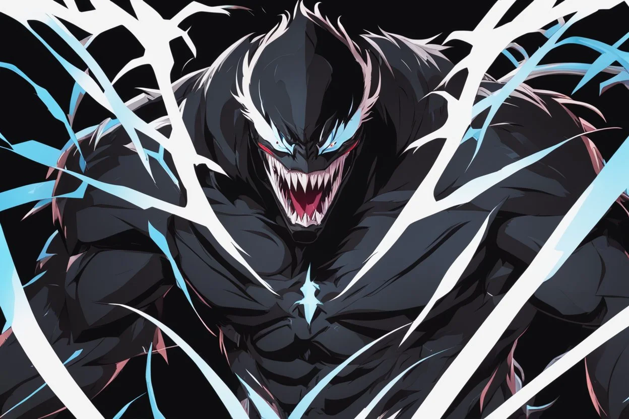 Venom beast in 8k solo leveling shadow artstyle, ice white monkey them, neon effect, full body, ice, intricate details, highly detailed, high details, detailed portrait, masterpiece,ultra detailed, ultra quality