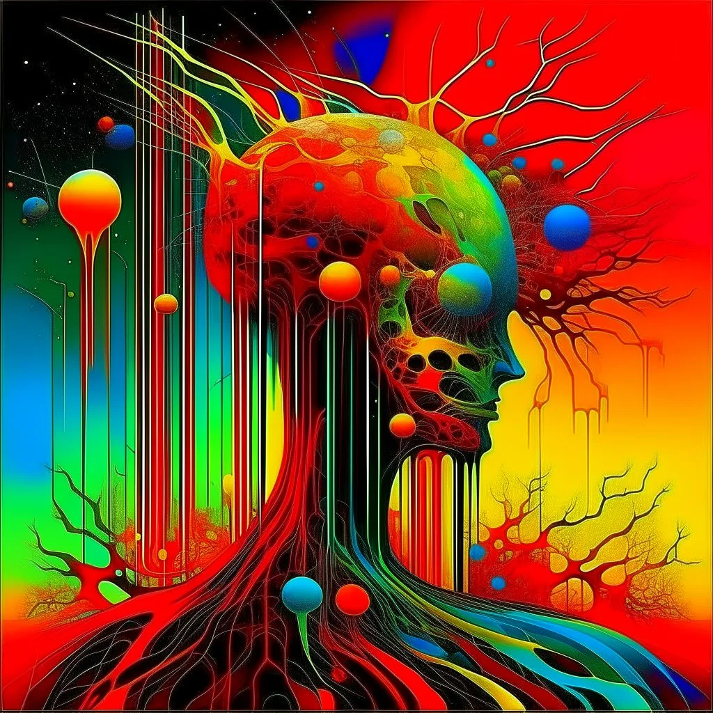 Neon hallucinary nyctophobic alien anatomy, abstract surreal horror, by Zdzislaw Beksinski and Graham Sutherland and tomasz Setowski, futuristic acid wash mind-bending illustration, dark shine burn, anatomical schematic cutaway guided by N(t)=N0​⋅e−kt,