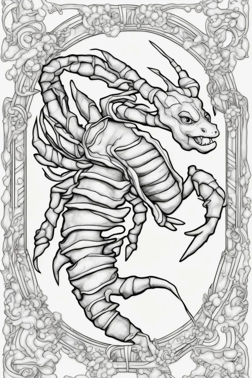 coloring page for kids, Scorpio, thick outline, low details, no shading, no color