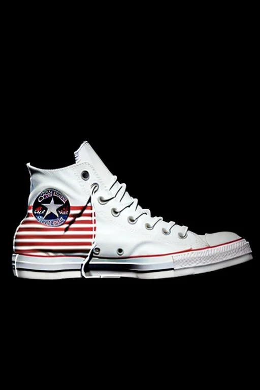 A converse sneaker, covered in the American flag