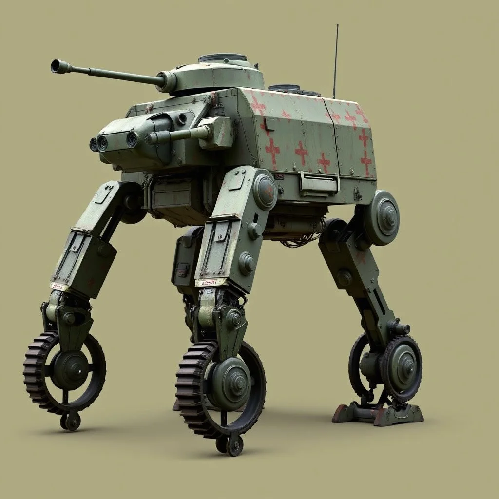 German ww2 bipedal mech design with gas tank on back