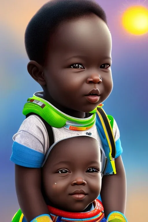 african baby in space, high detail