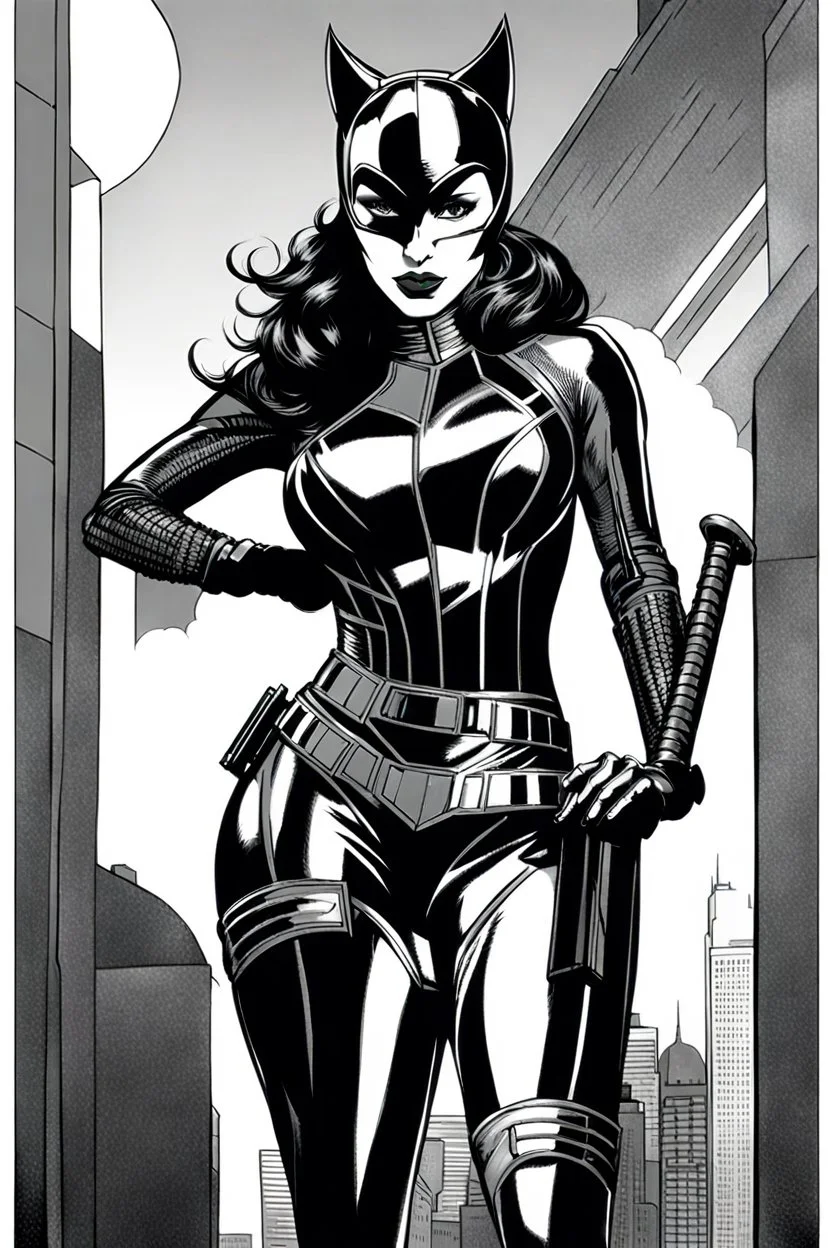 Catwoman in futuristic armor, photograph