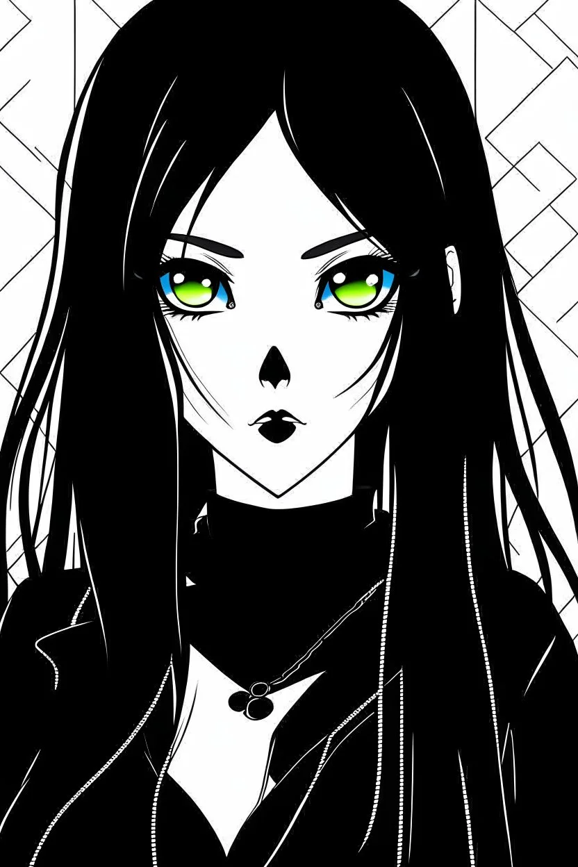 A brunette goth girl, in the style of Tite Kubo's Bleach