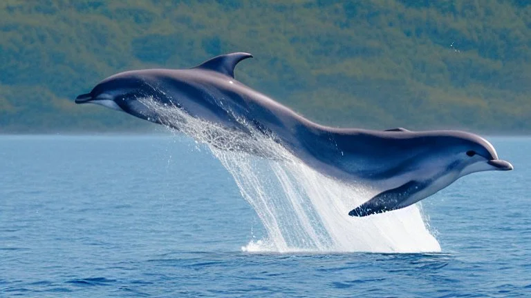 A train to cross the ocean where dolphins are jumping.