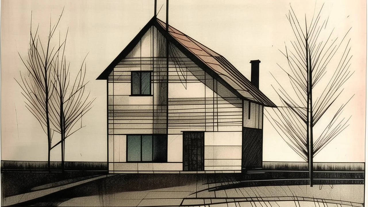 Minimalist contemporary house, Collagraph
